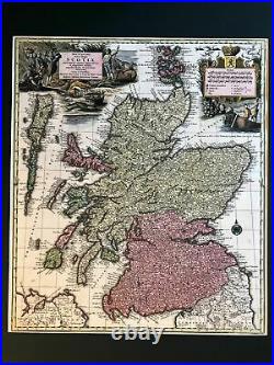 1735 Scotland Map Seutter Big Size Colored Copperplate Schottland Beautiful Rare