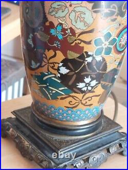 1890s Japanese Cloisonne Large Lamp Rare Colours Beautiful