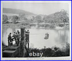 1894 Old America USA Rare Antique Photo Book Travel Old West Beautiful Leather