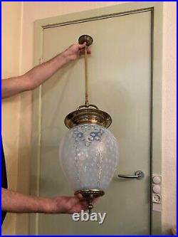 1920s RARE Antique BEAUTIFUL Vaseline Uranium glass Hanging Lamp Ampel