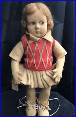 1920s Rare Lenci Doll 12 Original Cloth Beautiful