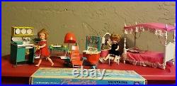 1965 RARE Mint n Box 2 PENNY BRITE DOLLS 3 ROOM BEDROOM KITCHE BEAUTY PARLOR