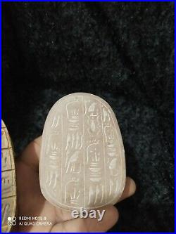 2 RARE Beautiful ANCIENT EGYPTIAN ANTIQUE Scarab Pharaonic Stone Handmade bc