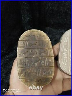 2 RARE Beautiful ANCIENT EGYPTIAN ANTIQUE Scarab Pharaonic Stone Handmade bc