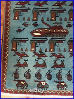 67 Beautifully Made Afghan War Rug, Very Rare Design, 61x88cm