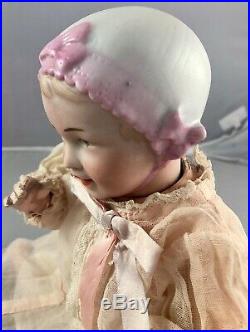 9 Antique German Bisque Head Bonnet Recknagel Baby Doll! Rare! Beautiful! 18090