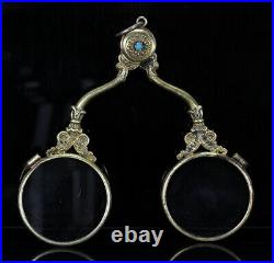 A BEAUTIFUL AND RARE antique FRENCH PALAIS ROYAL GILT LORGNETTE OPERA GLASSES 18