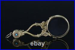 A BEAUTIFUL AND RARE antique FRENCH PALAIS ROYAL GILT LORGNETTE OPERA GLASSES 18
