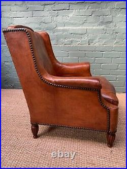 A Beautiful And Rare French, Wing-Back, Leather Club Chair C1890-1910