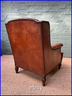 A Beautiful And Rare French, Wing-Back, Leather Club Chair C1890-1910
