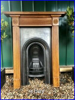 A Beautiful & Rare Antique Victorian Cast Iron Fireplace & Wooden Surround