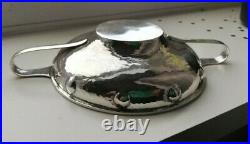 A E JONES 1922 rare and beautiful Arts and Crafts hammered silver whisky quaich