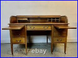 A Rare & Beautiful 100 Year Edwardian Antique Roll Top Desk. C1920