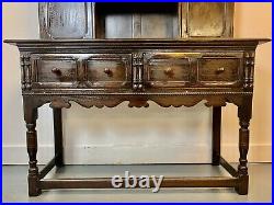 A Rare & Beautiful 100 Year Old Jacobean Revival Oak Dresser Sideboard. 1920's
