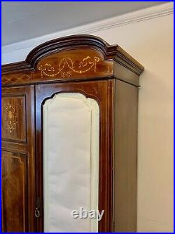 A Rare & Beautiful 110 Year Old Antique Edwardian Inlaid Double Wardrobe. C1910