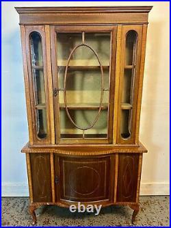 A Rare & Beautiful 110 Year Old Edwardian Antique Mahogany Display Cabinet C1910