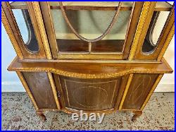 A Rare & Beautiful 110 Year Old Edwardian Antique Mahogany Display Cabinet C1910