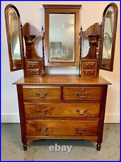A Rare & Beautiful 110 Year Old Edwardian Antique Mahogany Dresser Chest C1910