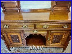 A Rare & Beautiful 110 Year Old Edwardian Antique Mirror Backed Sideboard. C1910
