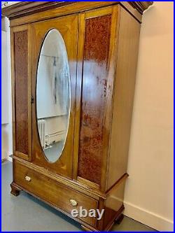A Rare & Beautiful 110 Year Old Edwardian Antique Satinwood Wardrobe. C1910