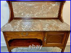 A Rare & Beautiful 115 Year Old Edwardian Antique Marble Top Wash Stand. C 1905