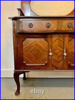 A Rare & Beautiful 120 Year Old Edwardian Antique Mirror Backed Sideboard. C1900