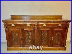 A Rare & Beautiful 120 Year Old Victorian Antique Credenza Sideboard. C1890