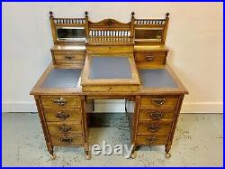 A Rare & Beautiful 125 Year Old Victorian Antique Twin Pedestal desk. C 1895