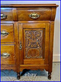 A Rare & Beautiful 130 Year Old Victorian Antique Credenza Sideboard. C1890