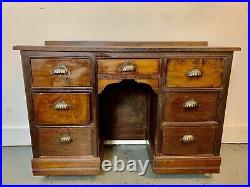 A Rare & Beautiful 130 Year Old Victorian Antique Mahogany Pedestal Desk. C1890