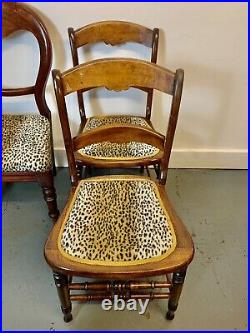 A Rare & Beautiful 140 Year Old Set Of Five Victorian Harlequin Chairs. C 1880