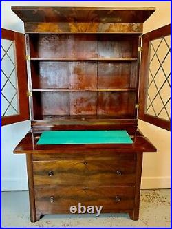 A Rare & Beautiful 150 Year Old Antique American Bureau Bookcase. C 1880