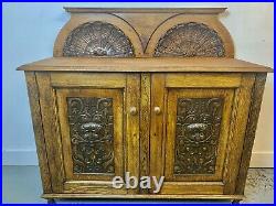 A Rare & Beautiful 150 Year Old Victorian Antique Oak Sideboard. C 1870