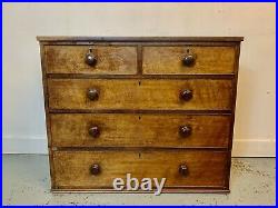 A Rare & Beautiful 150 Year Old Victorian Antique Satinwood Chest Of Drawers. 19C