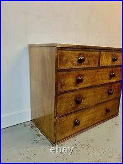A Rare & Beautiful 150 Year Old Victorian Antique Satinwood Chest Of Drawers. 19C