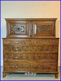 A Rare & Beautiful 160 Year Old Antique Oak Continental Sideboard. C1860
