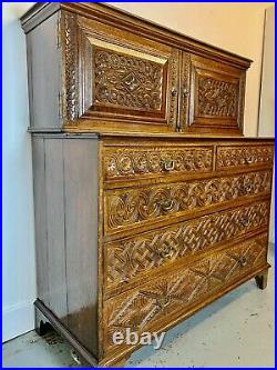 A Rare & Beautiful 160 Year Old Antique Oak Continental Sideboard. C1860
