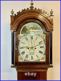 A Rare & Beautiful 180 Year Old Antique Mahogany Inlaid Grandfather Clock. 1850C