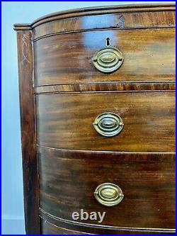 A Rare & Beautiful 180 Year Old Victorian Bow Front Chest Of Drawers. C1840