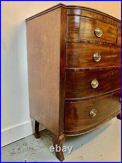 A Rare & Beautiful 180 Year Old Victorian Bow Front Chest Of Drawers. C1840