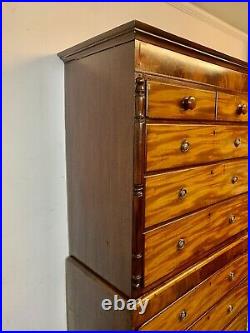 A Rare & Beautiful 190 Year Old Georgian Antique Chest On Chest of Drawers. C1830
