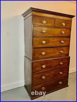 A Rare & Beautiful 200 Year Old Georgian Antique Chest on Chest Drawers. C 1820