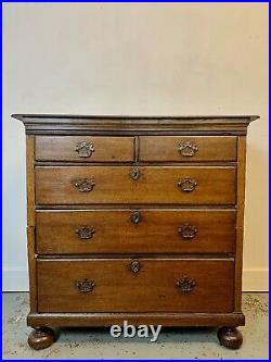 A Rare & Beautiful 230 Year Old Georgian Antique Oak Chest Of Drawers. C 1790