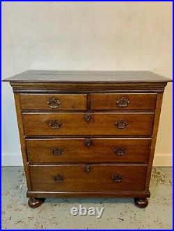 A Rare & Beautiful 230 Year Old Georgian Antique Oak Chest Of Drawers. C 1790