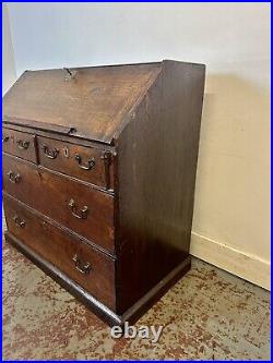 A Rare & Beautiful 240 Year Old George III Antique Oak Fall Front Bureau C1780