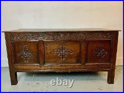 A Rare & Beautiful 315 Year Old Antique English Oak Coffer. C1704