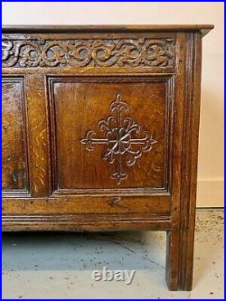 A Rare & Beautiful 315 Year Old Antique English Oak Coffer. C1704