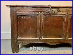 A Rare & Beautiful 320 Year Old Antique Oak Coffer. C1690
