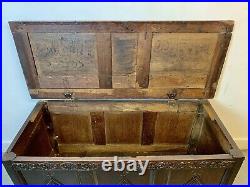 A Rare & Beautiful 330 Year Old Antique Oak Coffer. C1680