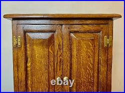 A Rare & Beautiful 70 Year Old Oak Side Cabinet With Brass Handles. C1930